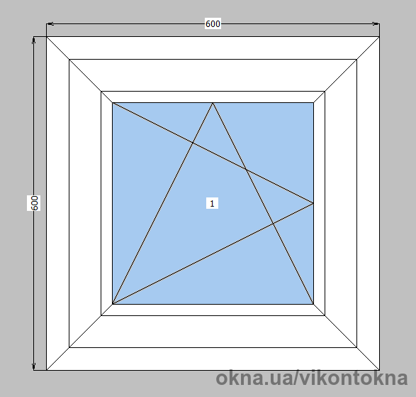 Окно металлопластиковое Rehau Euro 60 60 mm 1-створчатое поворотно-откидное, фурнитура Siegenia, 600х600 мм, белое